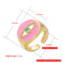 RM1240 Brass Metal CZ diamond micro pave evil eyes enamel adjustable cuff Rings