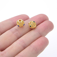CZ8338 18K Gold Plated Brass Fashion colorful diamond pave beads cubic zirconia findings for jewelry making