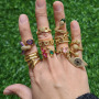 RM1385 18K Gold Plated CZ Micro Pave hummingbird Bird Spiritual ring, cubic zirconia Evil Eyes ring, Zircon Heart Rings