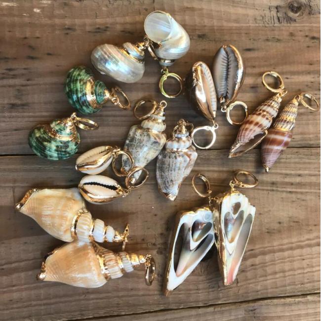 EN1034 2019 Woven Fashion Cowrie Cowry Shell Earring,Gold Dangle Drop Conch Seashell Shell Earrings