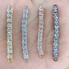 CZ8457 18k gold plated Marquise Teardrop Square Rectangle cz zircon diamond crystal tennis bar bracelet connector