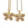 NZ1125 Chic Bling Blingbling Iced Out CZ Zircon Micro Pave Butterfly Charm Pendant Chain Necklace for Women