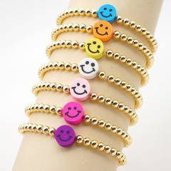 BM1038  Fashion Gold plated Beaded Yin Yang smiley bead wrist adjustable bracelet,tiny copper bead smiley face bracelet