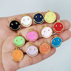JS1530 Gold Plated Enamel Neon Smiley Smile Face Charm Pendants for Bracelet Necklace Earring Making Supplies