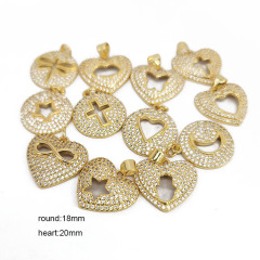 CZ8516 Fashion Brass CZ Charm Gold Plated Heart pendant for women necklace