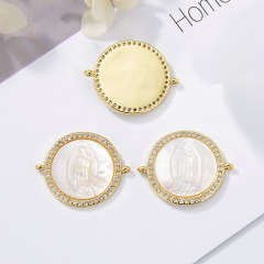 CZ8166 Brass Micro Pave Religion Bracelet Connector, Virgin Mary Lady Charms Connector For Jewelry Bracelet Component