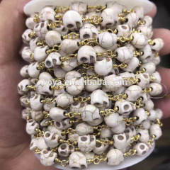 BCL1158 Hot sale White Turquoise Skull Beaded Rosary Chains