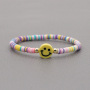 BP1024  rainbow brass beaded hand chain tiny mini smiley charm bracelet for ladies' gifts