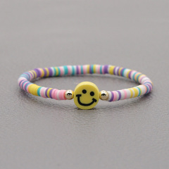 BP1024 rainbow brass beaded hand chain tiny mini smiley charm bracelet for ladies' gifts