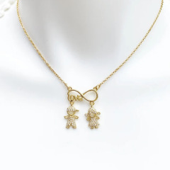 NZ1322 Fashion 18K Gold CZ diamond Cubic Zirconia Boy and Girl Love Pendant Necklaces jewelry gift for lady