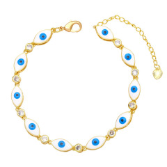 BC1393 Dainty 18k Gold Plated Enamel Multi Colored Evil Eyes & With CZ Spiritual Chain Good Luck bracelets
