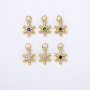 CZ8216 Mini Jewelry Supplies Gold Filled CZ Micro Pave Snowflake Charms,Tiny Small CZ Diamond Snowflake Charms Pendants