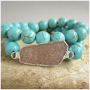 BRH1262 Trendy Turquoise Beaded Druzy Bracelet Stretch Bracelet