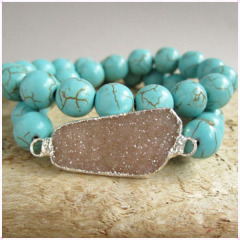 BRH1262 Trendy Turquoise Beaded Druzy Bracelet Stretch Bracelet BRH1262 Trendy Turquoise Beaded Druzy Bracelet Stretch Bracelet