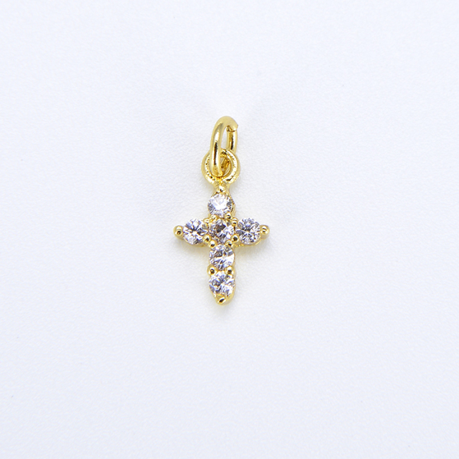 CZ8328 Wholesale tiny mini cz micro pave diamond cross pendant charm,cubic zirconia Christian religion pendant findings