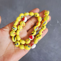Colorful Clay Jewelry Beads Yellow Polymer Clay Smiley Face Emoji Focal Bracelet Beads for Kids Jewelry