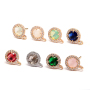 ER1012 Gold Silver  CZ Micro Pave Crystal Stud Earring Post with Open Ring