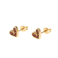 EC1792 Valentine's Day Jewelry Gift, Gold CZ Stud Earrings,Dainty CZ Diamond Heart Charm Stud Earrings