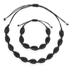s11061 beautiful alloy shell bracelet necklace hawaiian jewelry set for women