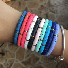 BP1005 Trial Jewelry Colorful Bohemian African Vinyl Discs Polymer Clay Disc Heishi Beads Elastic Bracelets