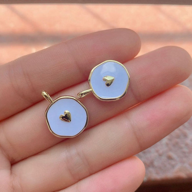 JS1577 Round Gold Plated brass enamel heart moon star eagle lightning charms Pendant