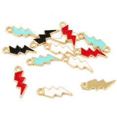 JS1491 Mini Fashion Chic Multicolor Enamel Lightning Bolt Thunder Charm for Jewelry Bracelet Making