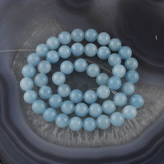 YJ1123-2 Light Blue Aquamarine Colour Smooth Round Jade Stone Beads