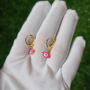 EM1289 Fashion Dainty Minimalist Gold Multicolor Women Enamel Rainbow Evil Eyes Huggie Hoop Earring For Ladies