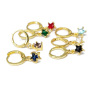 EC1760 18k Gold Plated CZ Diamond Cubic Zirconia Star Dangling Drop Charm Huggies Hoop Earrings