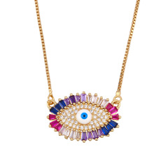 NZ1187 fashion gold brass hamas hand pendant ladies necklace charm copper with CZ evil eyes women necklace