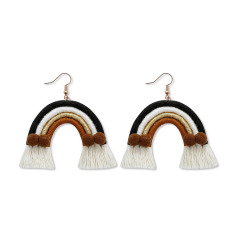 ET1064 pom pom tassel large rainbow earring multilayer handmade cotton thread hairball bohemian jewelry women earring