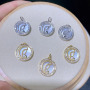 CZ8121Dainty White Shell cz micro pave Disc charm Pendants, Zircon Paved Star Crescent Heart, Cross ,Smile,Girls Mary Charms