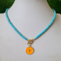 NN1139 Fashion Natural Turquoise Stone Heishi Beaded Toggle Clasp Enamel Letter Initial Choker Necklace