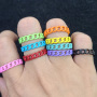 RA1013 Hot Selling Neon Enamel Rainbow Colored Curb Link Chain Brass Metal Stackable Rings for Ladies