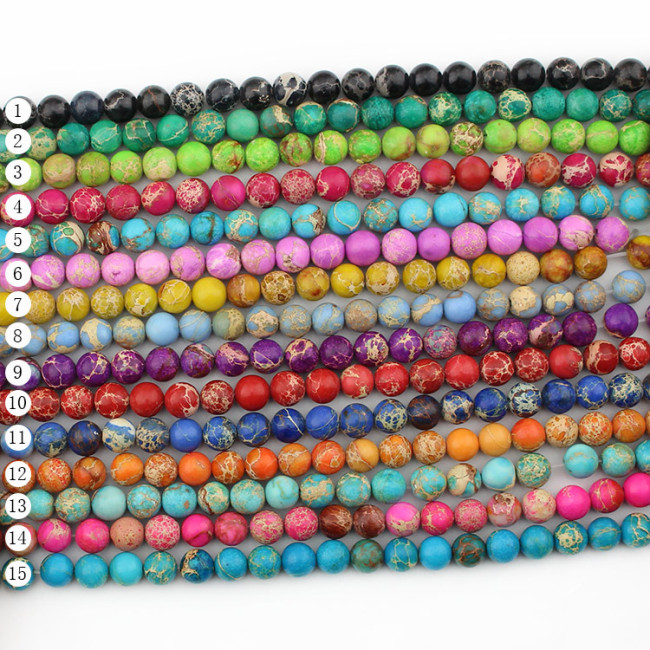 SM3008 Popular Natural Stone Sea Sediment Jasper Beads,Colorful Imperial Jasper Round beads,Impression Jasper Beads
