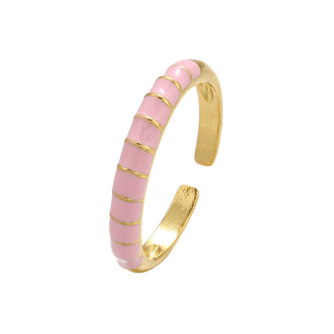RA1043 18k gold plated Brass Metal colorful enamel elongate link open Rings