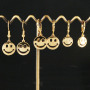 EC1730 Smiley Jewelry Earring Collection Gold plated CZ Diamond Pave Smile Face Smiley Dangle Charm Huggie Earrings