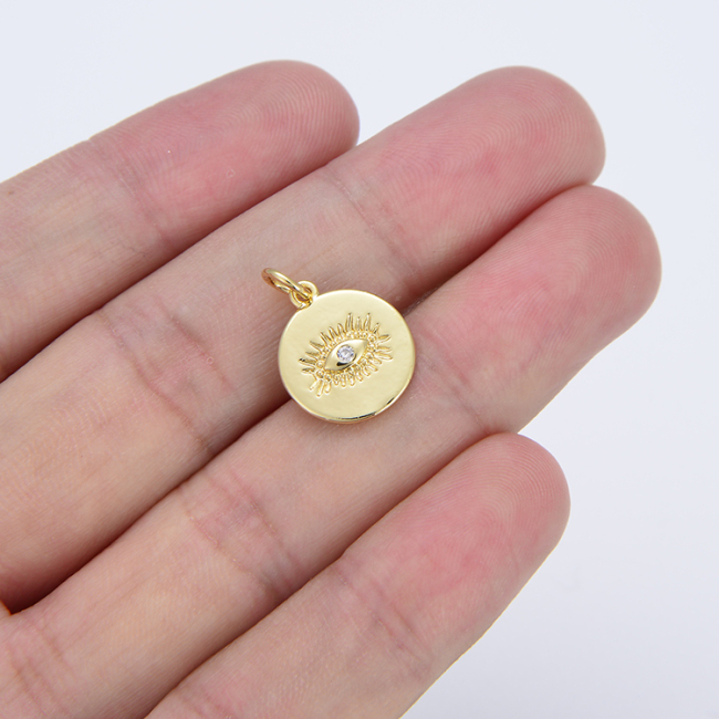 CZ8342 New Dainty Mini Small Cute Clear CZ Diamond Rabbit Charms,Tiny Pink Zircon Cubic Zirconia Evil Eyes Disc Charms Pendant