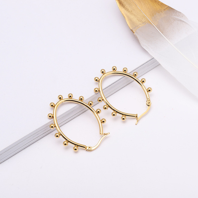 ES1042 New 2020 Women's Fashion,High Quality Gold Plated Stainless Steel Geometric Star Heart Hoop Earrings