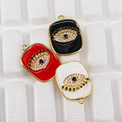 CZ7982 Chic Enamel Blue Red White Black CZ Micro pave Star Moon Eye Rectangle Pendants