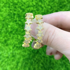 EC1707  2021Chic Gold Plated CZ Micro Pave Cross Hamsa Hand Star Link Chain Smiley Crescent Moon and Star Hoops Earring,