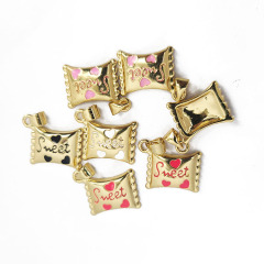 JS1576 Dainty Gold Plated brass metal rainbow enamel candy sweet heart charms Pendant JS1576 Dainty Gold Plated brass metal rainbow enamel candy sweet heart charms Pendant