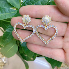 EC1748 Fashion CZ Micro Pave Earring White Cubic Zirconia heart diamond oval star charm drop Earring