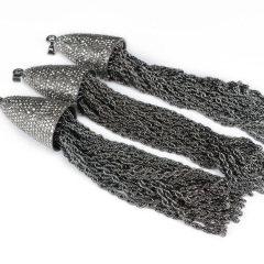 Hip Hop Boho Jewelry supplies, Large Hematite crystal pave gunmetal Rope chain jewelry tassels pendants for necklace making Hip Hop Boho Jewelry supplies, Large Hematite crystal pave gunmetal Rope chain jewelry tassels pendants for necklace making