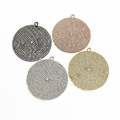 CZ6879 Big White CZ Full Paved Round Pendants,Rose Gold Circle Dog Pendant with Diamond, Cubic Zirconia Charms