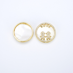 CZ8334 hot sale 18K gold plated brass CZ Micro Pave cute boys girls round love charms pendants