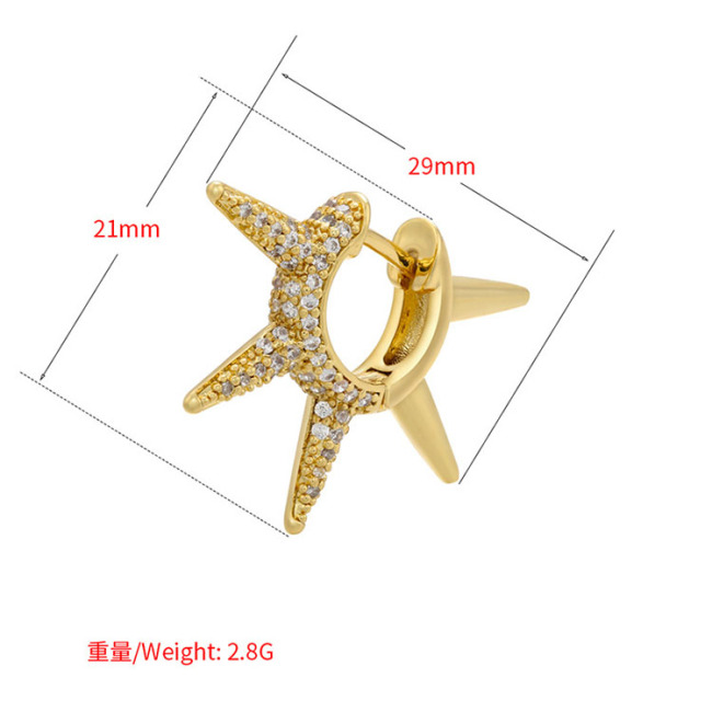 EC1611 Popular Chic Dainty Gold Zircon CZ Micro Hoops with Spike Charm Huggie Earring