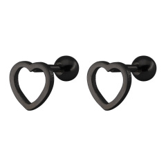 ES1062 circle&diamond&heart&hexagon&star&triangle shape gold, black, steel stud men's earring