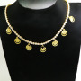 NZ1191 Gold Diamond Bling Iced CZ Smiley Happy Face Dangle Charms Tennis Rhinestone Tennis Choker Necklace