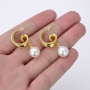 EM1250 Wholesale Fashion 18K Gold Plated Brass Ear Jewelry Hoop Studs Huggies Simple Earring With pearl, women's gift